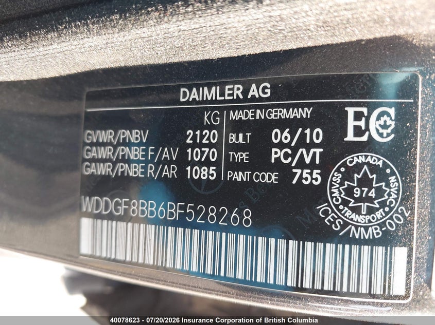 2011 Mercedes-Benz C 300 4Matic VIN: WDDGF8BB6BF528268 Lot: 40078623