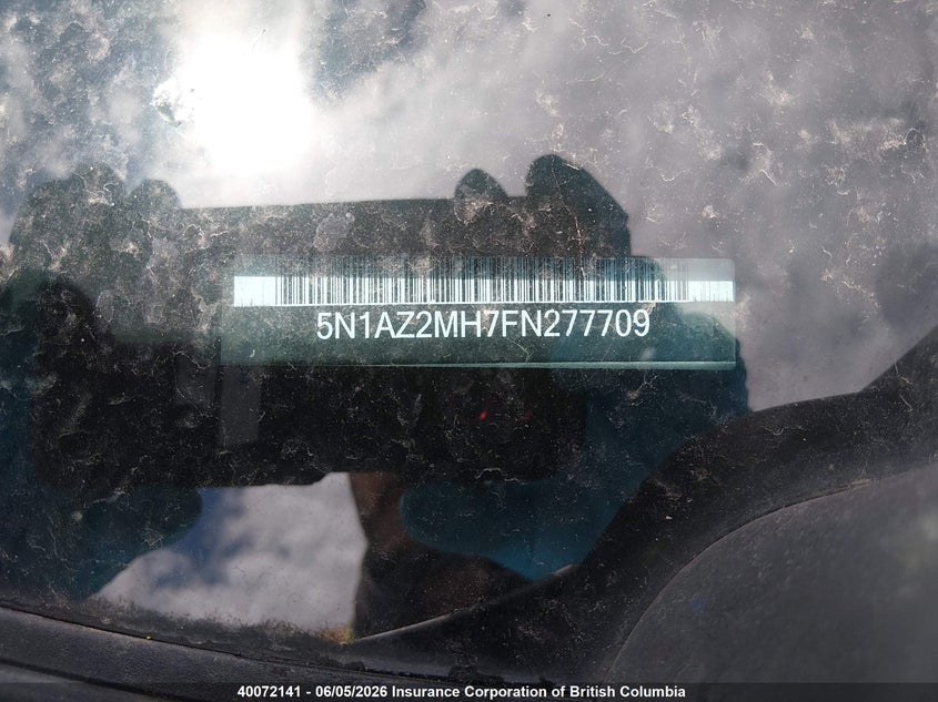 2015 Nissan Murano S/Sl/Sv/Platinum VIN: 5N1AZ2MH7FN277709 Lot: 40072141