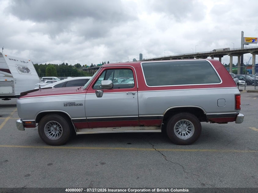 1989 DODGE RAMCHARGER COUPE 5.2L V8 FI OHV F