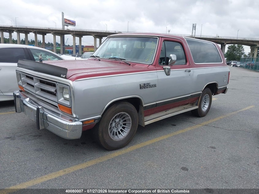 1989 DODGE RAMCHARGER COUPE 5.2L V8 FI OHV F