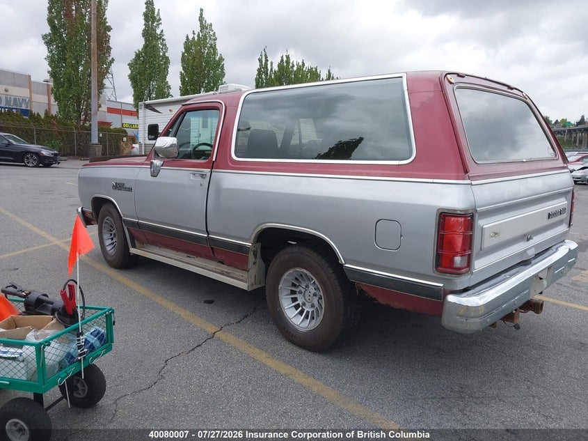 1989 DODGE RAMCHARGER COUPE 5.2L V8 FI OHV F