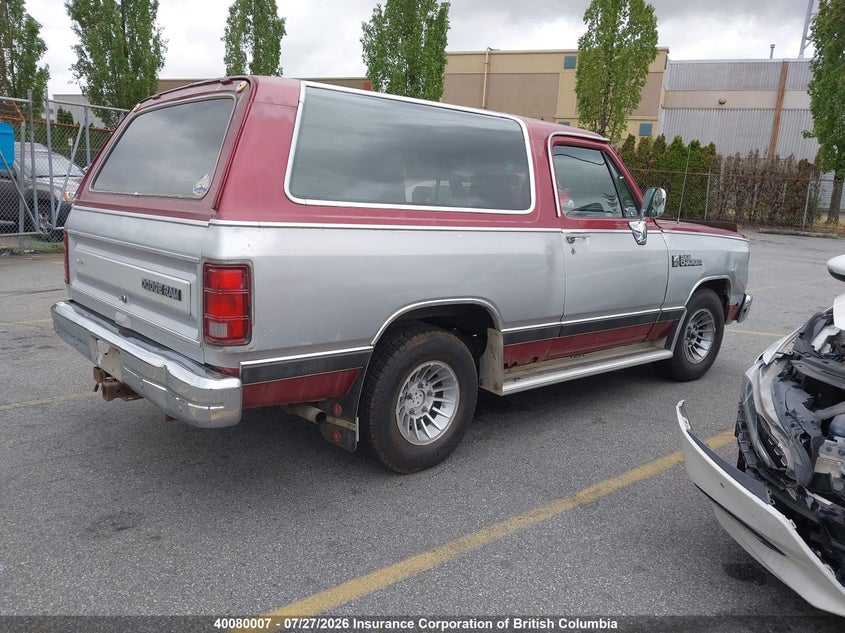 1989 DODGE RAMCHARGER COUPE 5.2L V8 FI OHV F