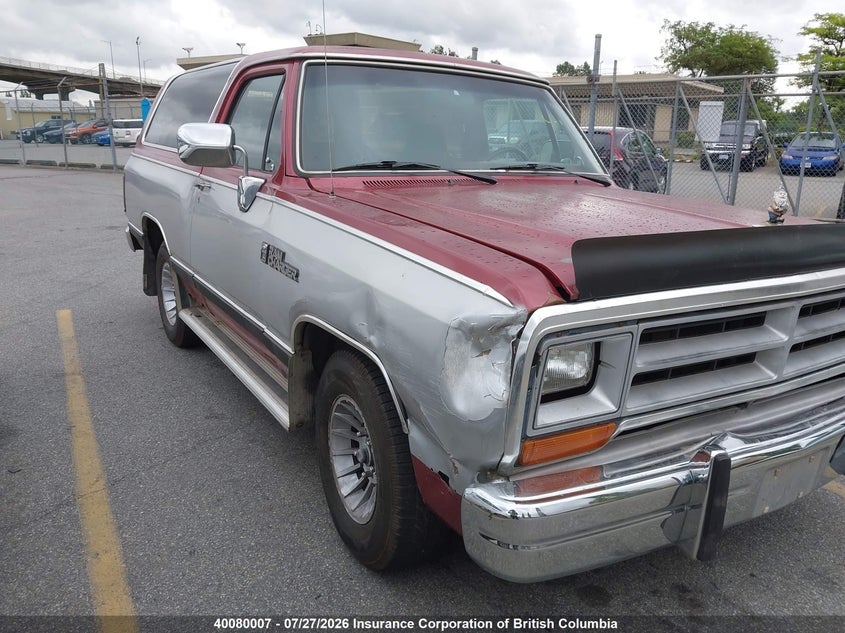 1989 DODGE RAMCHARGER COUPE 5.2L V8 FI OHV F