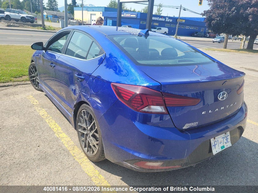 Vin: kmhd04lb9ku891578, lot: 30098690, hyundai elantra sport 20194