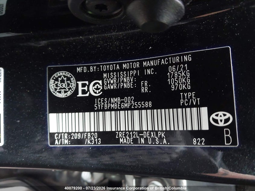 2021 TOYOTA COROLLA SEDAN 1.8L I-4 DOHC, VVT, 139HP
