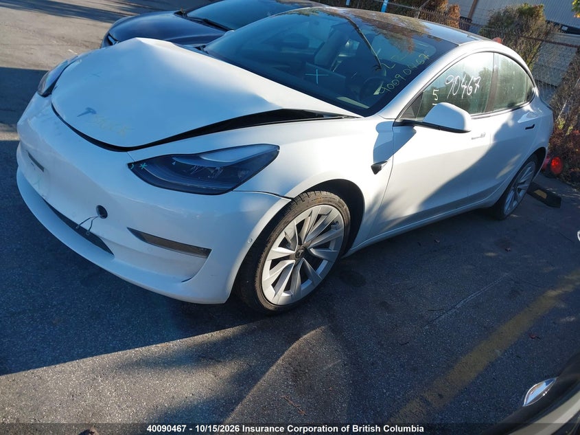 Vin: 5yj3e1eb6nf158267, lot: 30109889, tesla model 3 long range 20222