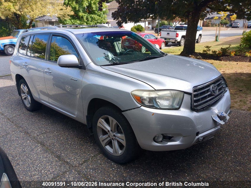2008 Toyota Highlander Sport, Удар спереди, IAAI, VIN JTEES43A882040527