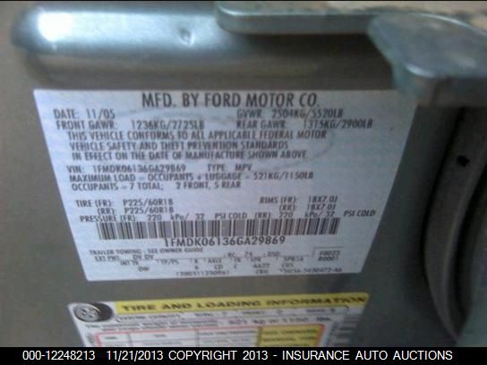 1FMDK06136GA29869 2006 Ford Freestyle Limited