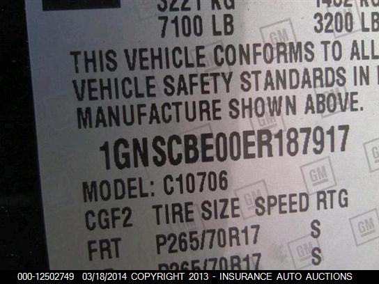 2014 Chevrolet Tahoe C1500 Tahoe Lt VIN: 1GNSCBE00ER187917 Lot: 12502749