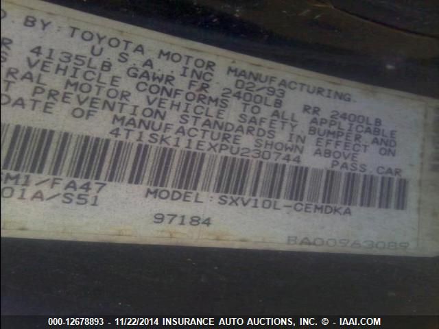 4T1SK11EXPU230744 1993 Toyota Camry Dx