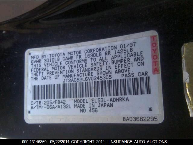 1997 Toyota Tercel Ce VIN: JT2AC52L6V0245305 Lot: 13146869