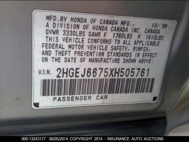 2HGEJ6675XH505761 1999 Honda Civic Lx