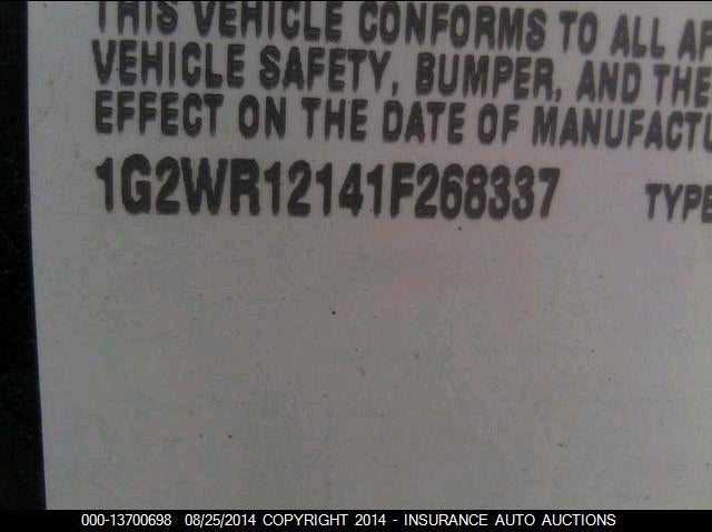 2001 Pontiac Grand Prix Gtp VIN: 1G2WR12141F268337 Lot: 13700698