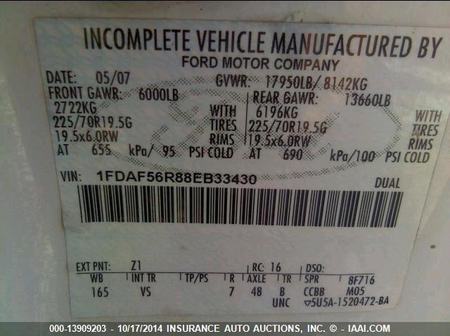 2008 Ford F550 F550 Super Duty VIN: 1FDAF56R88EB33430 Lot: 13909203