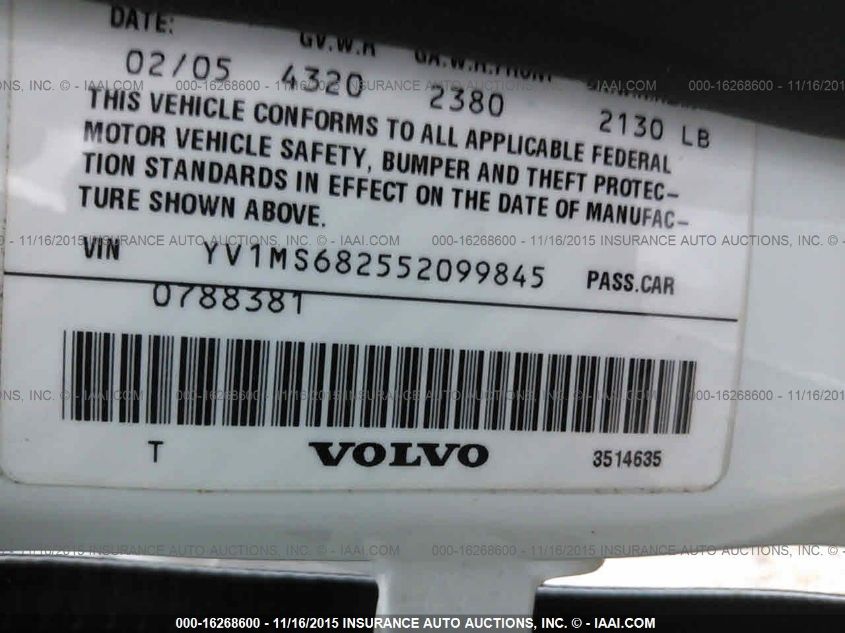 YV1MS682552099845 2005 Volvo S40 T5