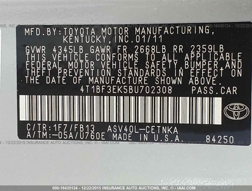 4T1BF3EK5BU702308