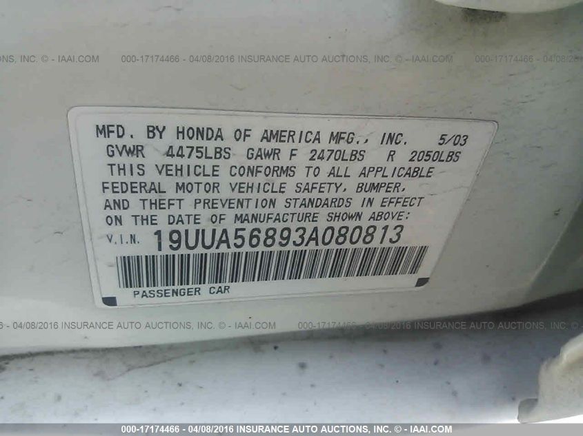 19UUA56893A080813 2003 Acura 3.2Tl Type-S