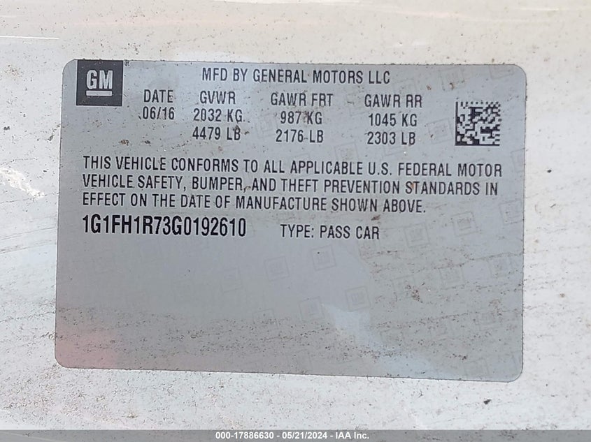 2016 Chevrolet Camaro 2Ss VIN: 1G1FH1R73G0192610 Lot: 17886630