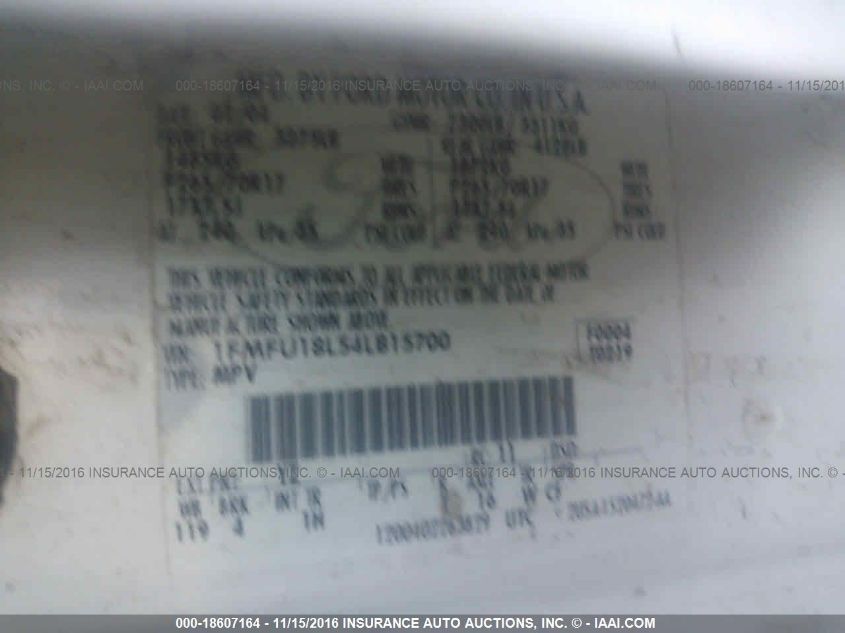 2004 Ford Expedition Eddie Bauer VIN: 1FMFU18L54LB15700 Lot: 18607164