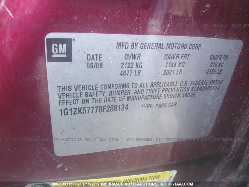 1G1ZK57778F288134 2008 Chevrolet Malibu Ltz