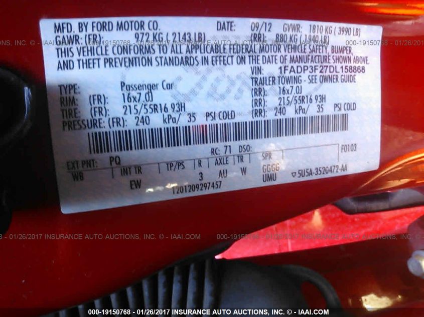 1FADP3F27DL158868 2013 Ford Focus Se