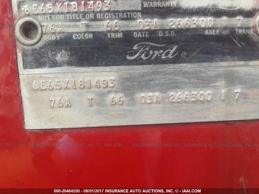 1966 Ford Galaxie VIN: 6E65X181493 Lot: 20464550