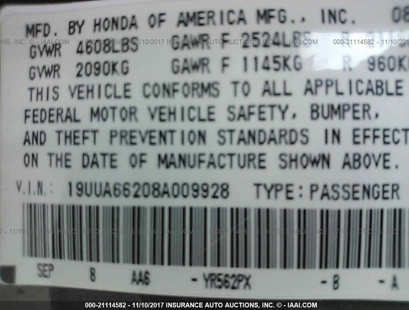 19UUA66208A009928