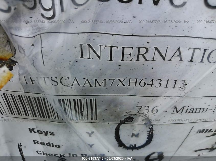 1999 International 4700**Aband VIN: 1HTSCAAM7XH643113 Lot: 21637743