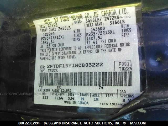 2FTDF15Y1MCB03222 1991 Ford F150