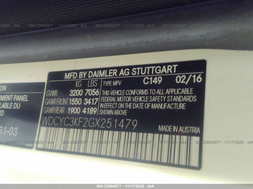 VIN WDCYC3KF2GX251479 2016 Mercedes-Benz G-Class, G... no.9