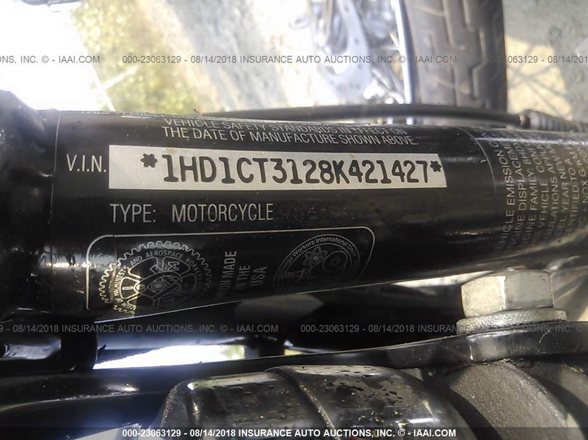2008 Harley-Davidson Xl1200 C VIN: 1HD1CT3128K421427 Lot: 23063129