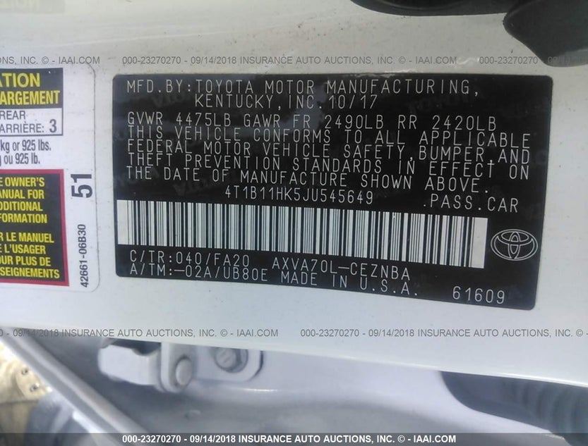 4T1B11HK5JU545649
