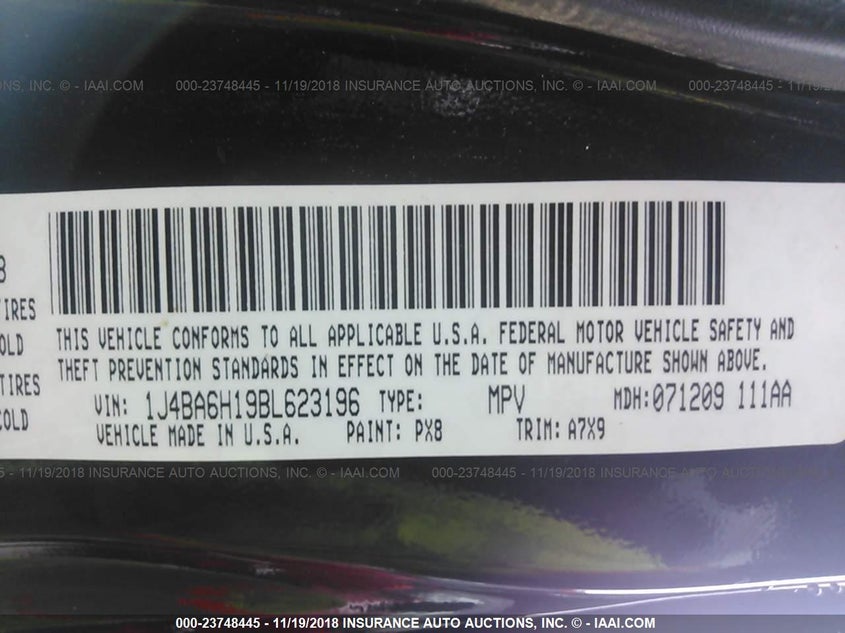 1J4BA6H19BL623196 2011 JEEP WRANGLER photo no. 9