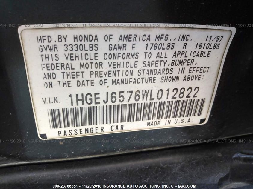 1HGEJ6576WL012822 1998 Honda Civic Lx