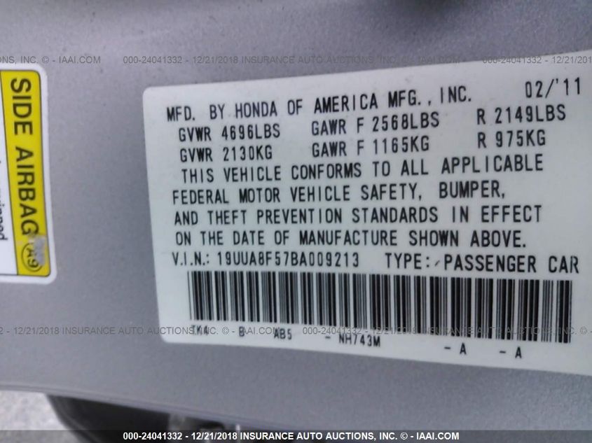 19UUA8F57BA009213 2011 Acura Tl