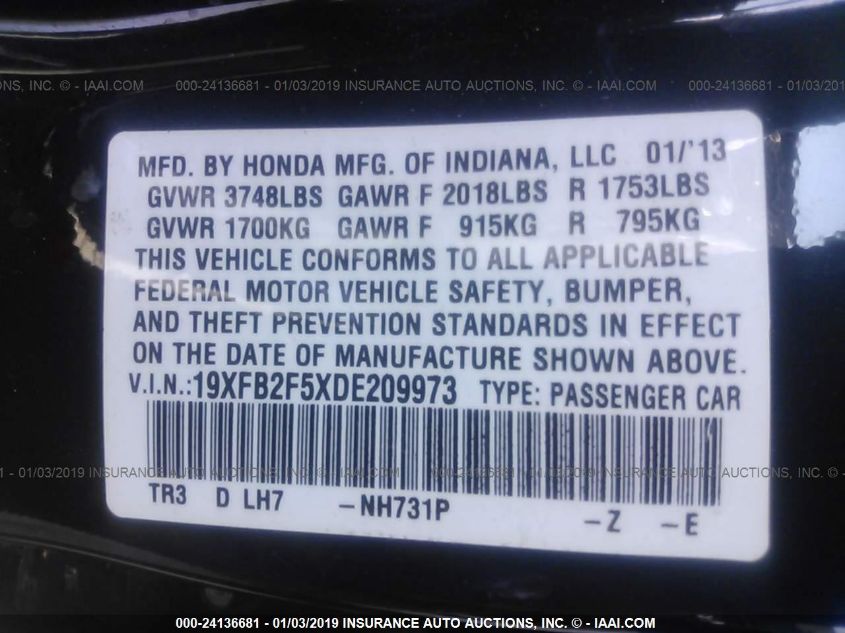 19XFB2F5XDE209973 2013 Honda Civic Lx