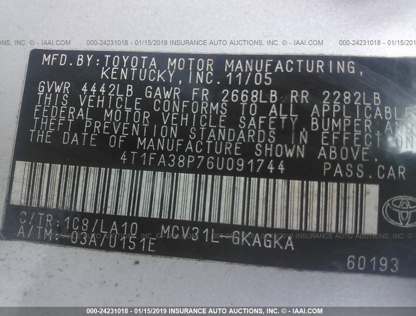 4T1FA38P76U091744