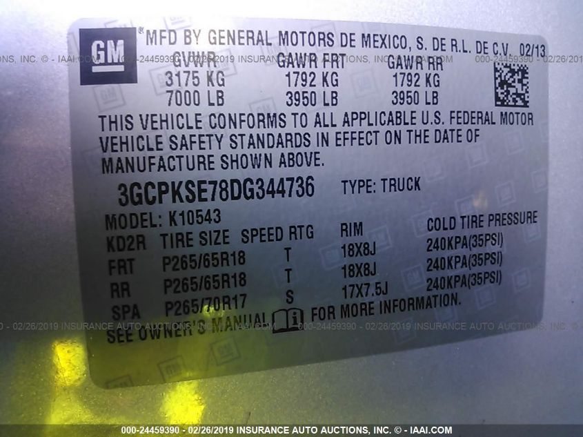 3GCPKSE78DG344736 2013 Chevrolet Silverado 1500 Lt