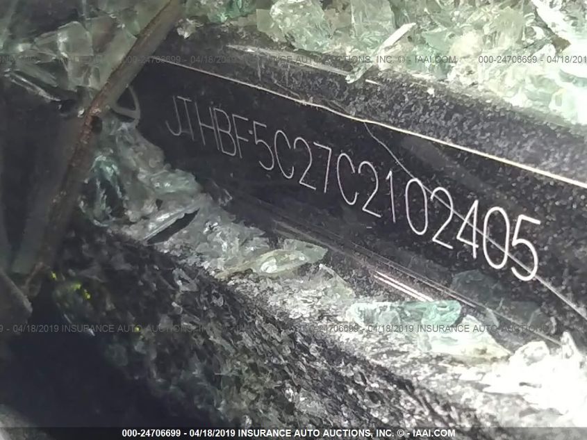 2012 Lexus Is 250 VIN: JTHBF5C27C2102405 Lot: 24706699