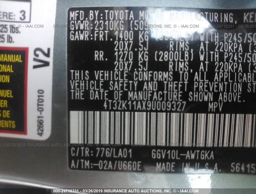 4T3ZK11AX9U009327