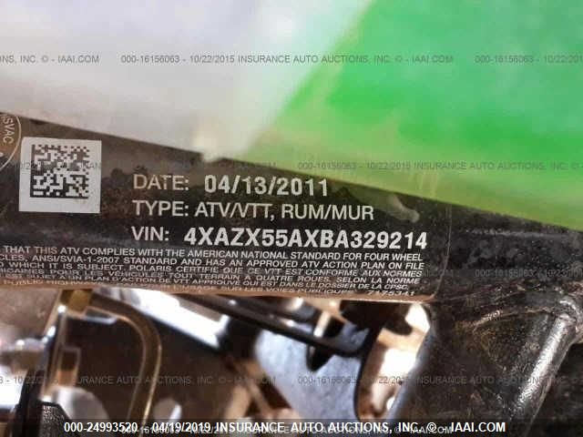 2011 Polaris Sportsman 550 Xp-Eps VIN: 4XAZX55AXBA329214 Lot: 24993520