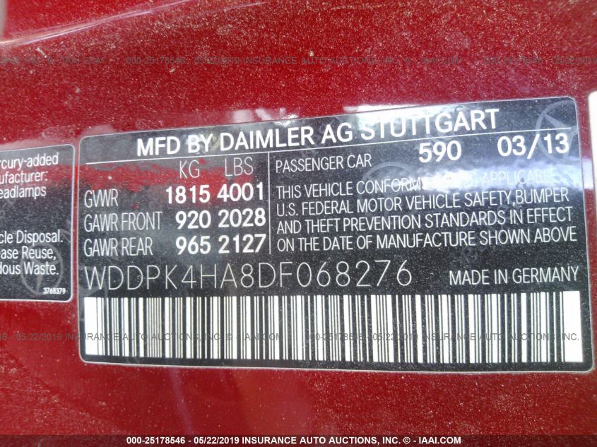 VIN WDDPK4HA8DF068276 2013 Mercedes-Benz SLK-Class,... no.9