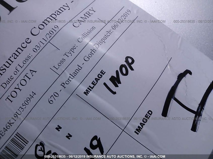 2009 Toyota Camry Le VIN: 4T1BE46K19U350944 Lot: 25318635