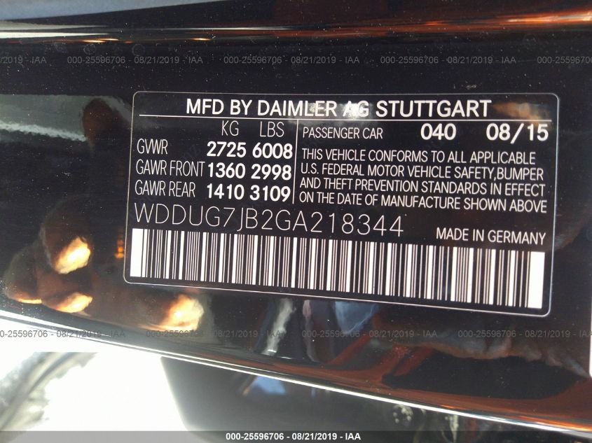 WDDUG7JB2GA218344 2016 Mercedes-Benz S 63 Amg