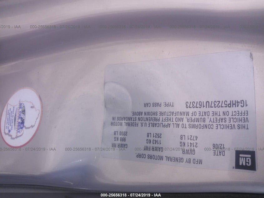 2007 Buick Lucerne VIN: IG4HP57237U167373 Lot: 25656318