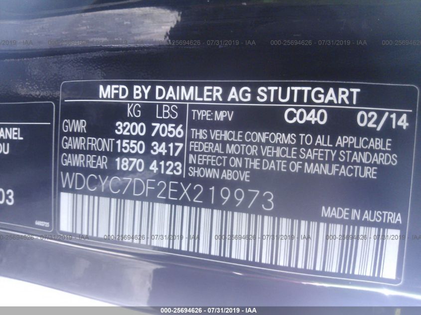 VIN WDCYC7DF2EX219973 2014 Mercedes-Benz G-Class, 6... no.9