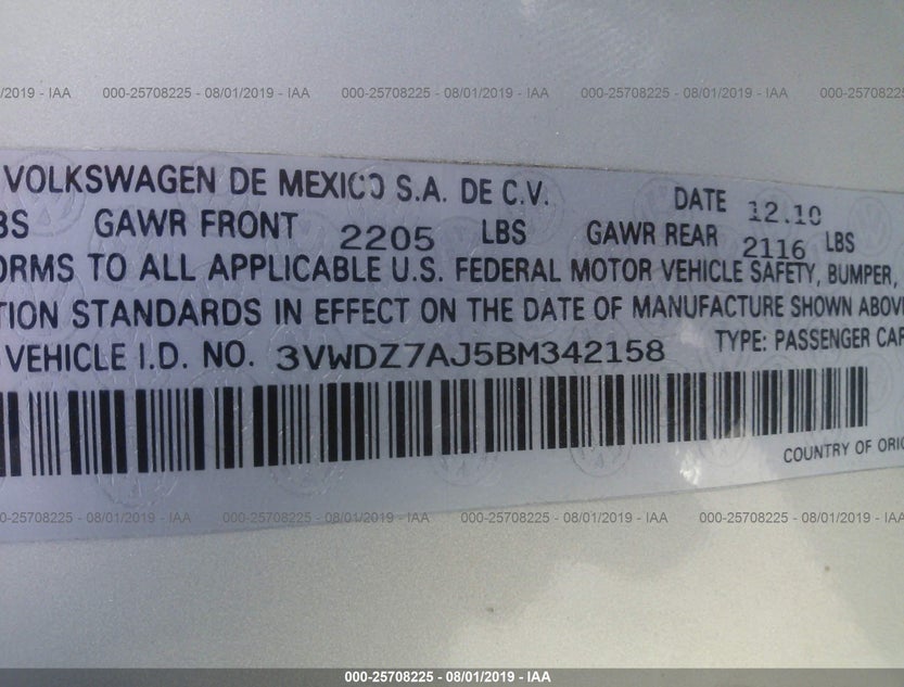 3VWDZ7AJ5BM342158