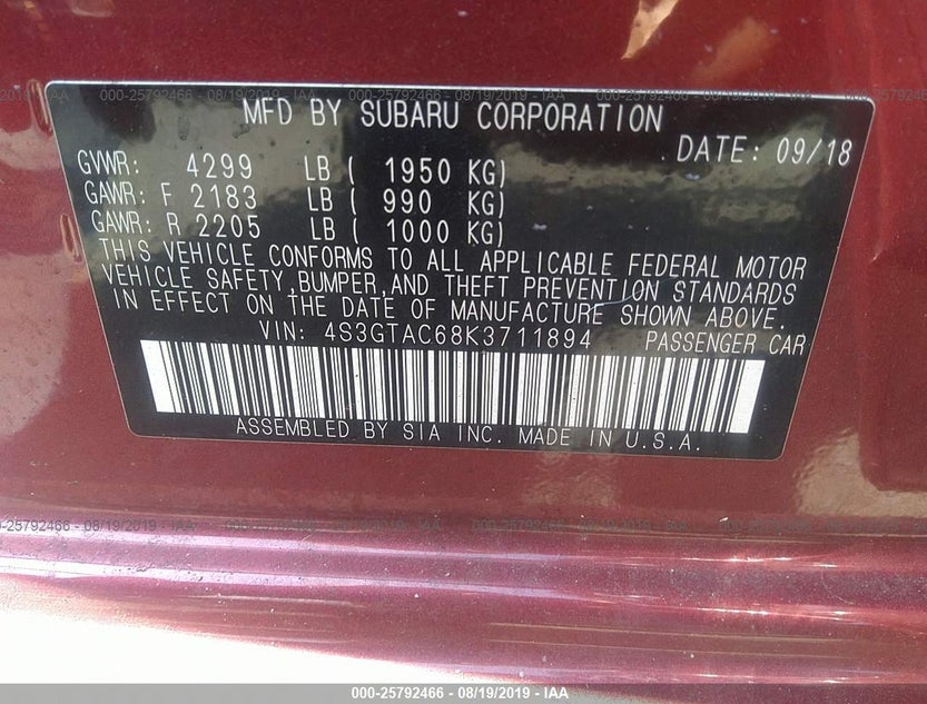 4S3GTAC68K3711894