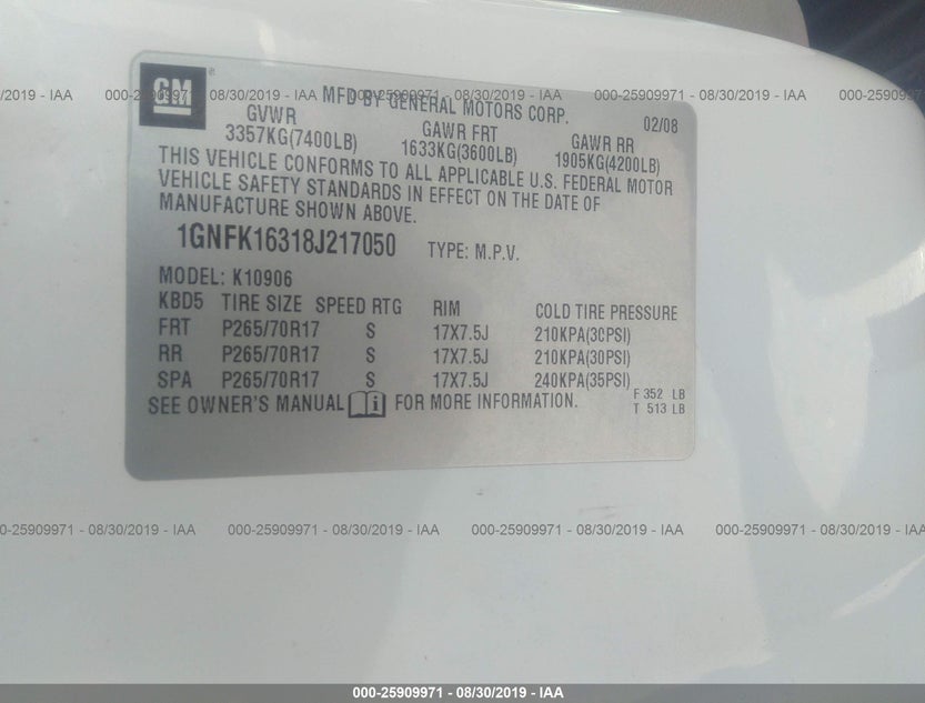 1GNFK16318J217050
