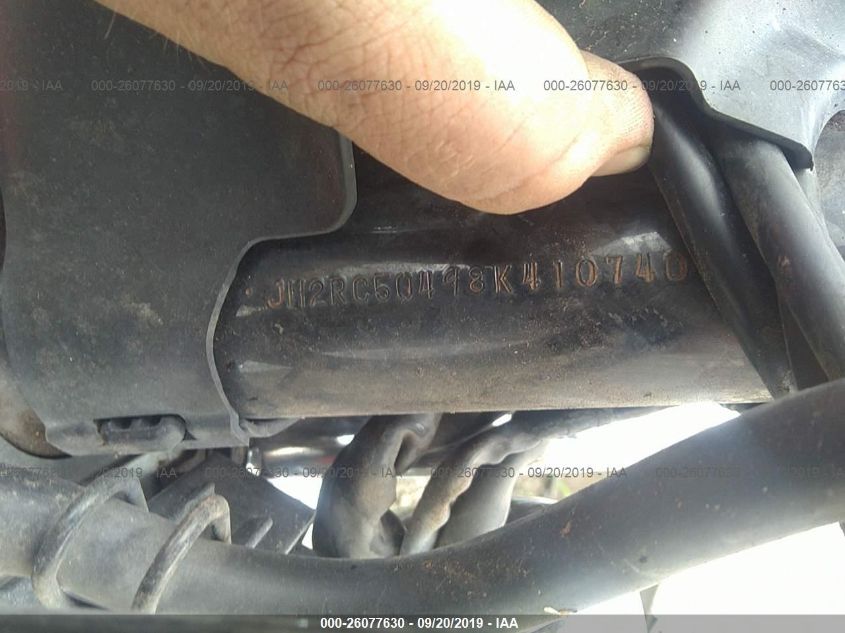 2008 Honda Vt750 Ca VIN: JH2RC50498K410740 Lot: 26077630